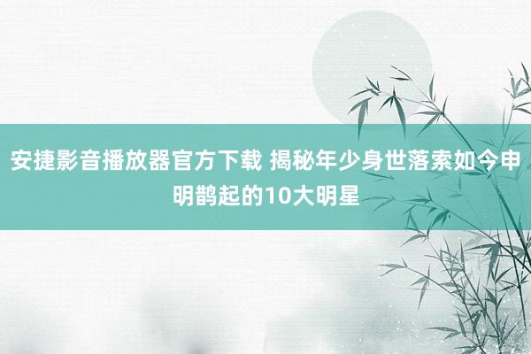 安捷影音播放器官方下载 揭秘年少身世落索如今申明鹊起的10大明星