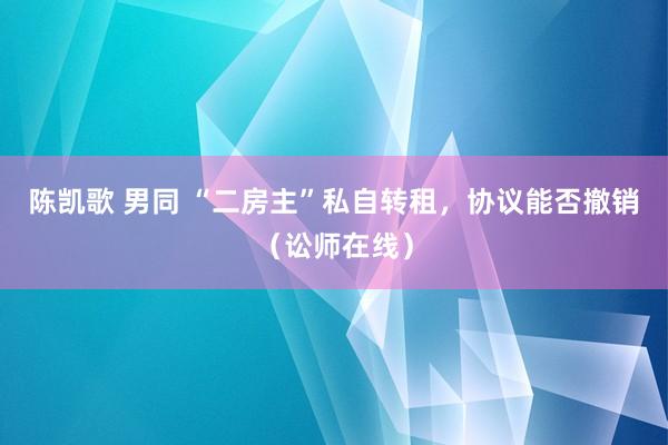 陈凯歌 男同 “二房主”私自转租，协议能否撤销（讼师在线）