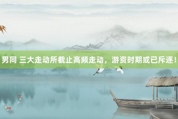 男同 三大走动所截止高频走动，游资时期或已斥逐！