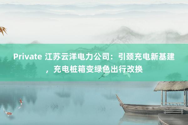Private 江苏云洋电力公司：引颈充电新基建，充电桩箱变绿色出行改换