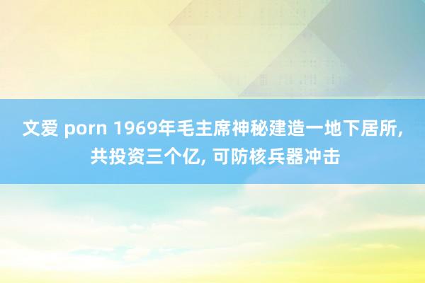 文爱 porn 1969年毛主席神秘建造一地下居所, 共投资三个亿, 可防核兵器冲击