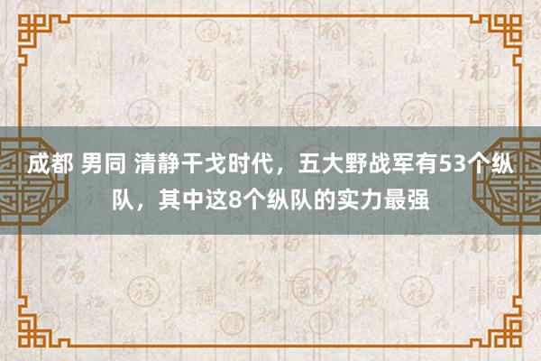 成都 男同 清静干戈时代，五大野战军有53个纵队，其中这8个纵队的实力最强