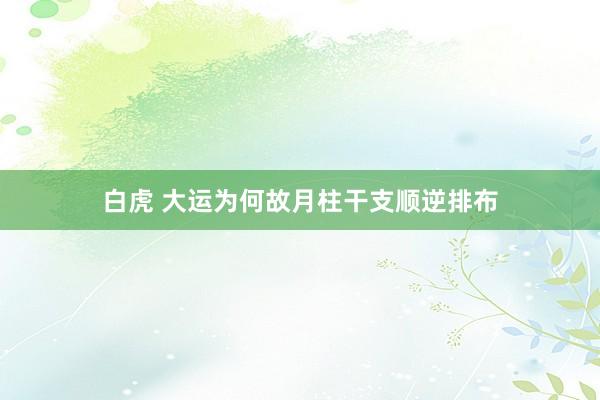白虎 大运为何故月柱干支顺逆排布